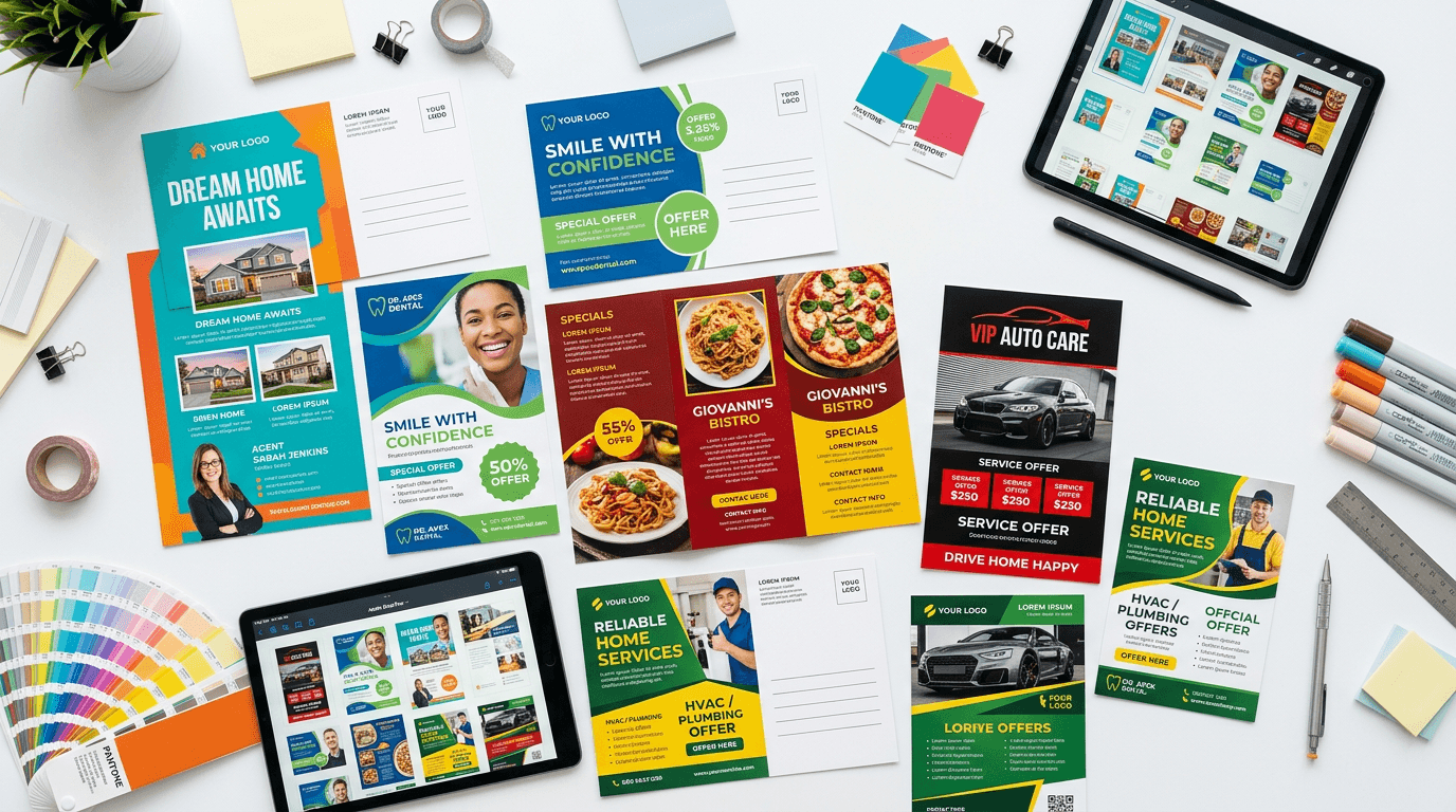Library of industry-specific direct mail design templates