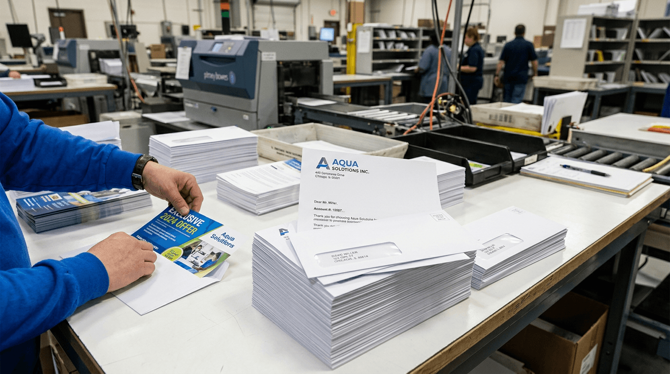 Personalized letters with envelopes being prepared for mailing