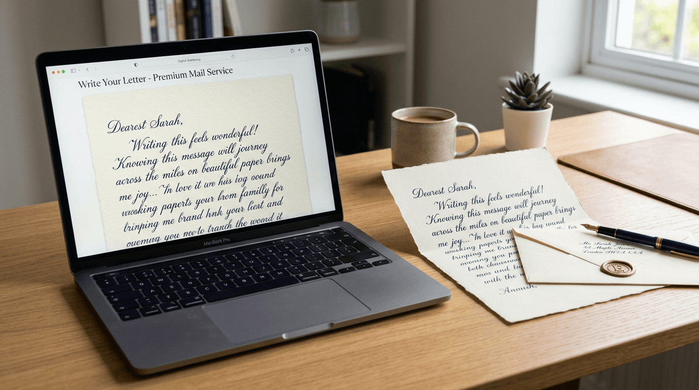 Send real mail online - type a letter on your computer and receive a printed handwritten letter