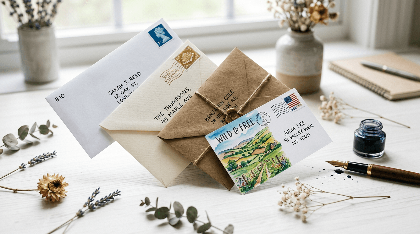 Multiple envelope types and paper options for your mailed letter