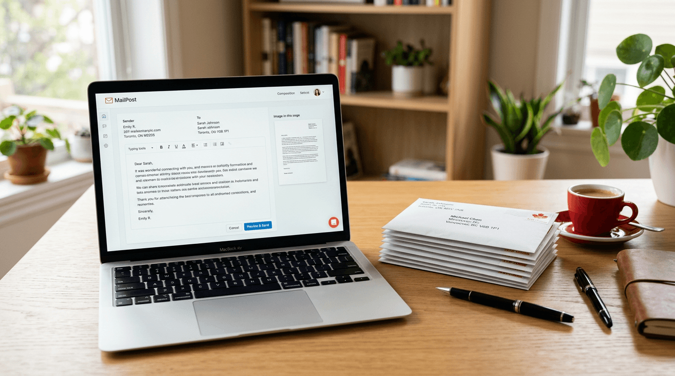 Compose a letter online and we mail it for you across Canada